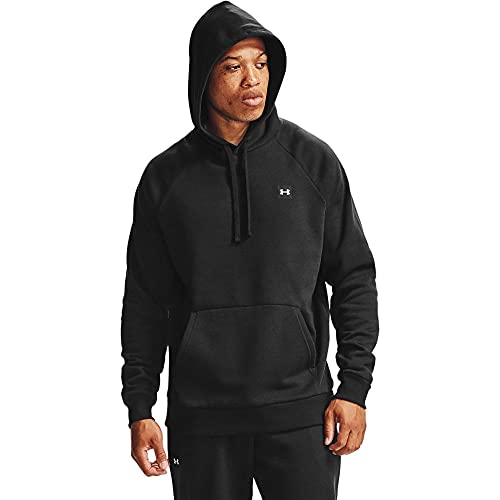 Under Armour Mens Rival Fleece Big Logo Hoodie , Black (001)/Onyx White , Large - Image 1