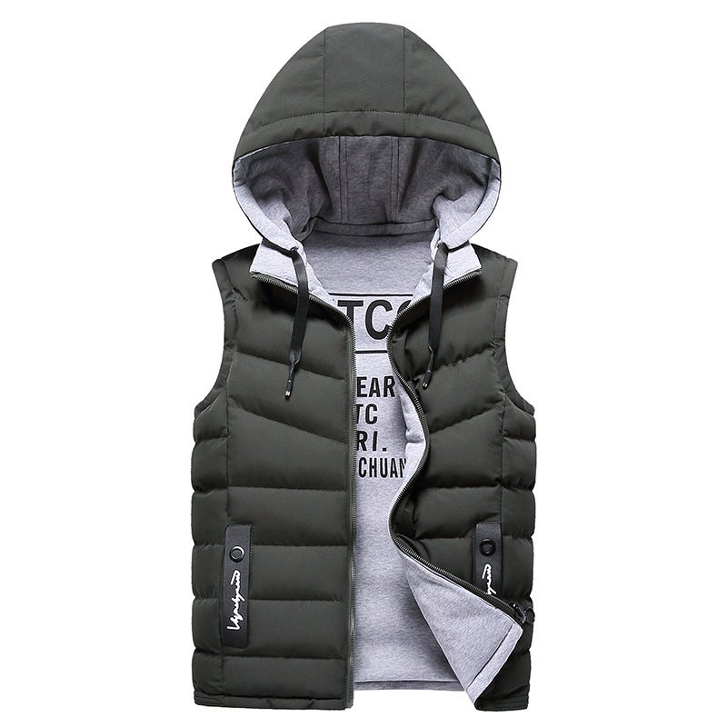 Mens Reversible Vest Winter Thickened Sport Gilet Sleeveless Jacket dark green