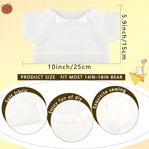 Swakuta 15 Pcs Sublimation Blank Bear Clothes White T Shirt Bulk Stuffed Bear Toy White Shirts Tee Shirt Doll T Shirts Blank Tee Shirt for 15 Inch Stuffed Bears Dolls DIY - Image 5
