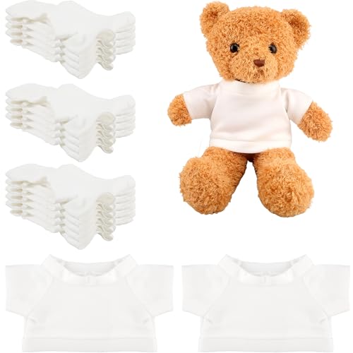 Swakuta 15 Pcs Sublimation Blank Bear Clothes White T Shirt Bulk Stuffed Bear Toy White Shirts Tee Shirt Doll T Shirts Blank Tee Shirt for 15 Inch Stuffed Bears Dolls DIY - Image 1