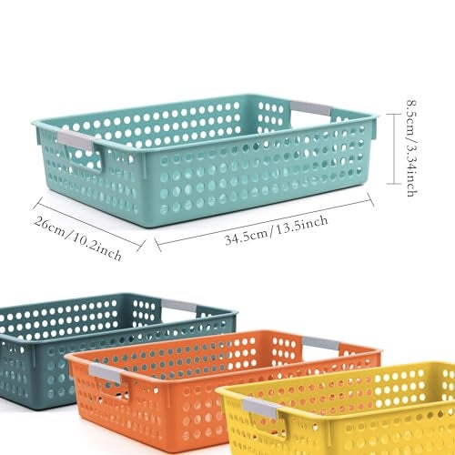 Coobbar 4A Paper Tray Organizer4 Pack Paper Tray Durable Desk Storage BinsStackable School Supply Holder Student Paper Office Organizer Teachers Document Sorter 1358L x 1023W x 334H Mixed 2 - Image 3