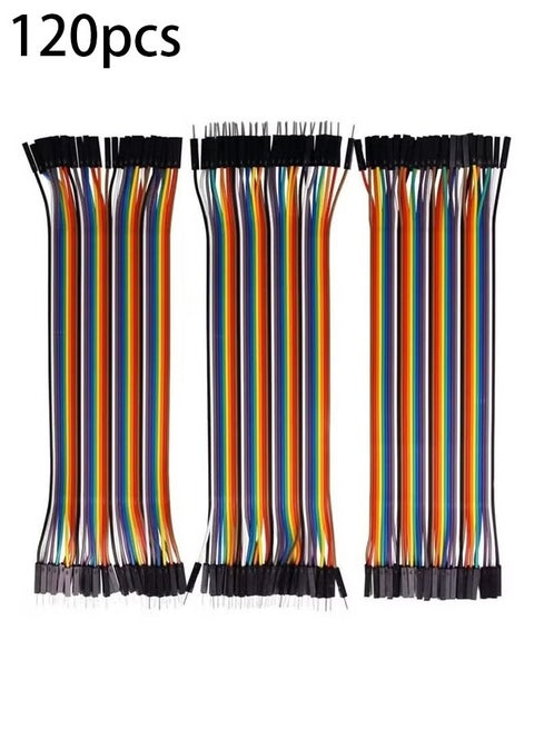 مجموعة كابلات شريط توصيل لوحة التجارب من 120 قطعة بطول 20 سم، متعددة الألوان، من أسلاك دوبونت 40 سنًا من الذكور إلى الإناث، ومن أسلاك 40 سنًا من الذكور إلى الذكور، ومن أسلاك 40 سنًا من الإناث إلى الإناث، متوافقة مع مشاريع أردوينو