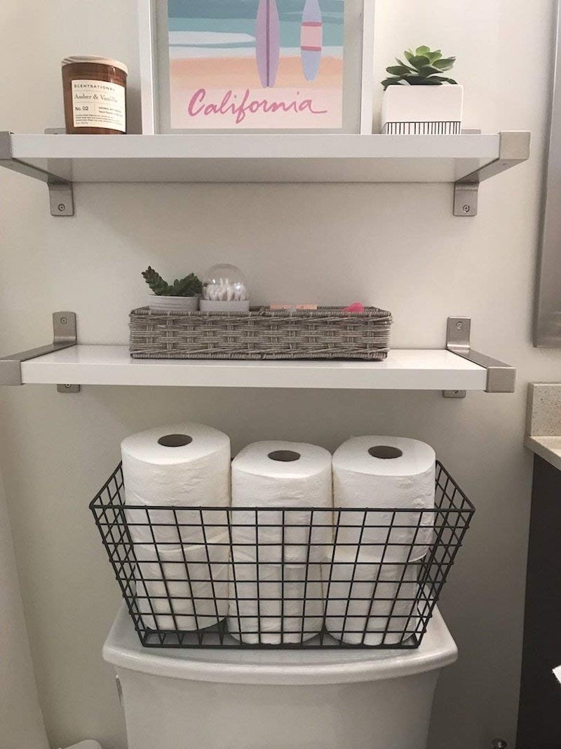 INDIAN DECOR 28781 Multi Functional Black Metal Long Wire Wall Hanging Basket Bathroom Toilet Tissue Paper Roll Storage Holder - Image 3