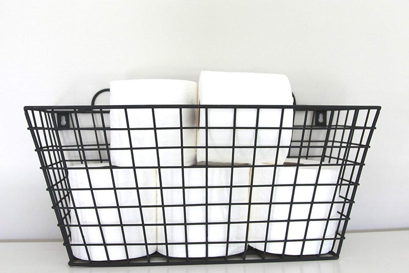 INDIAN DECOR 28781 Multi Functional Black Metal Long Wire Wall Hanging Basket Bathroom Toilet Tissue Paper Roll Storage Holder - Image 4