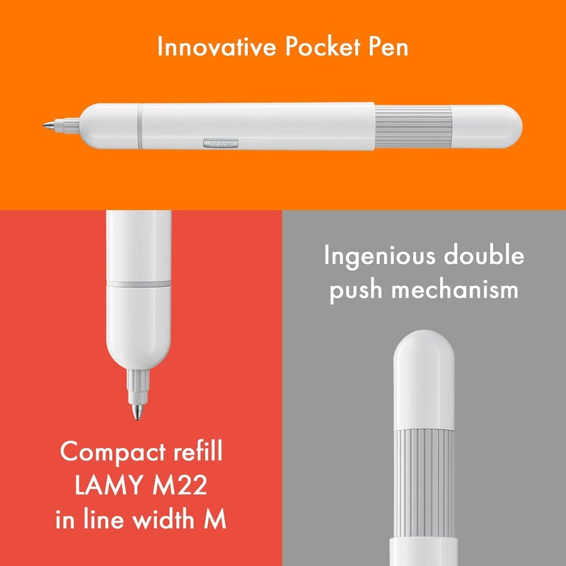 Lamy Pico Pocket Ballpoint Pen - White High-Gloss Finish - Image 5