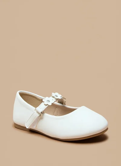 Flora Bella By Shoexpress Flower Accent Ballerina Shoes with Hook and Loop Closure