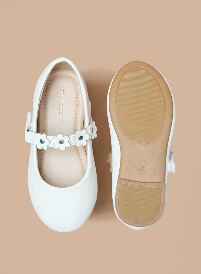 فلورا بيلا من شو إكسبرس Flower Accent Ballerina Shoes with Hook and Loop Closure
