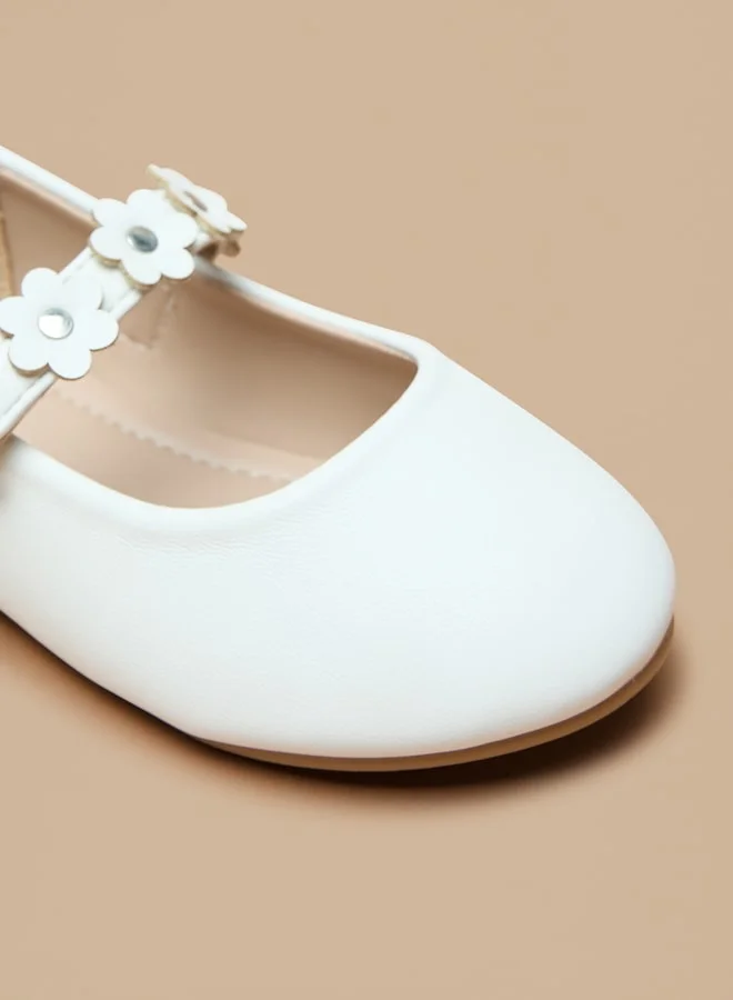 فلورا بيلا من شو إكسبرس Flower Accent Ballerina Shoes with Hook and Loop Closure