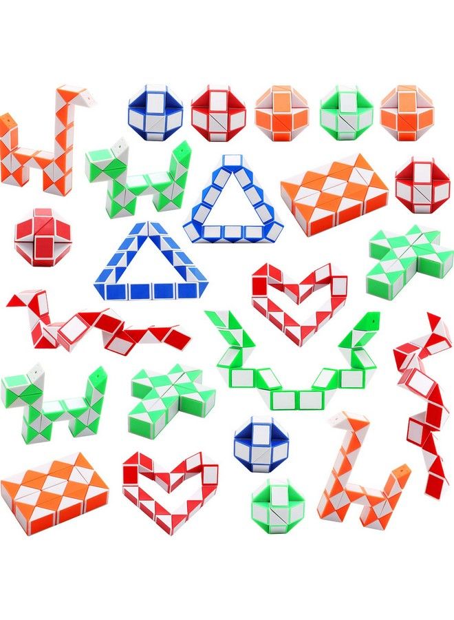 Sunshane 24 Pack 24 Blocks Magic Snake Cube, Mini Snake Speed Cubes, Twist Puzzle Toys For Kids Party Bag Fillers, Party Favours, Random Color - Image 2