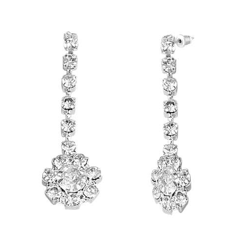 Peora Silver Plated Crystal Studded Necklace and Drop Earring Stylish Fashion Jewellery Set for Women & Girls - Image 5