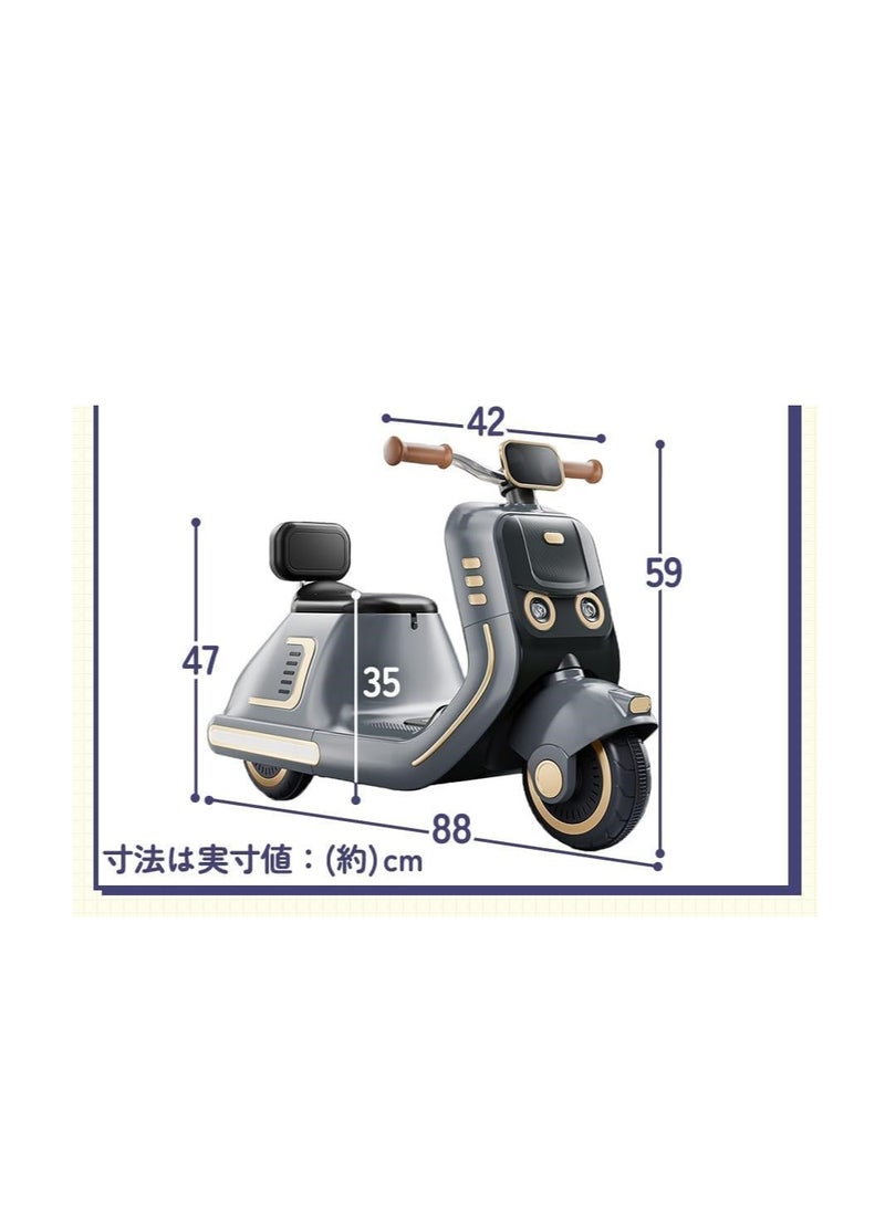 Kids Toy Electric Classic 2-Wheeled Retro-Style Ride-On Scooter with Remote Control - Image 2