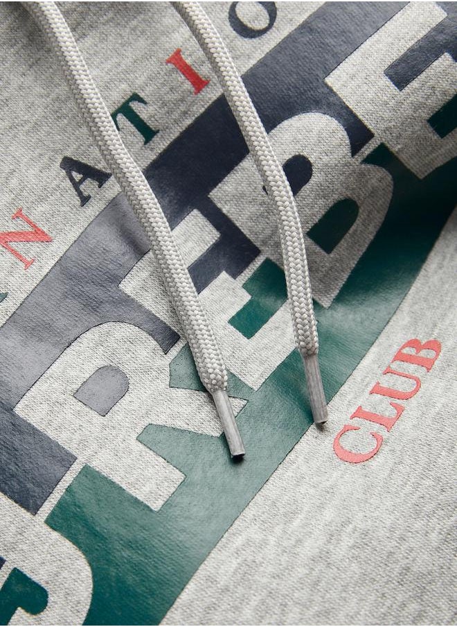 JJ Rebel by Jack & Jones Logo Box Print Rib Cuffed Hoodie  - Image 2