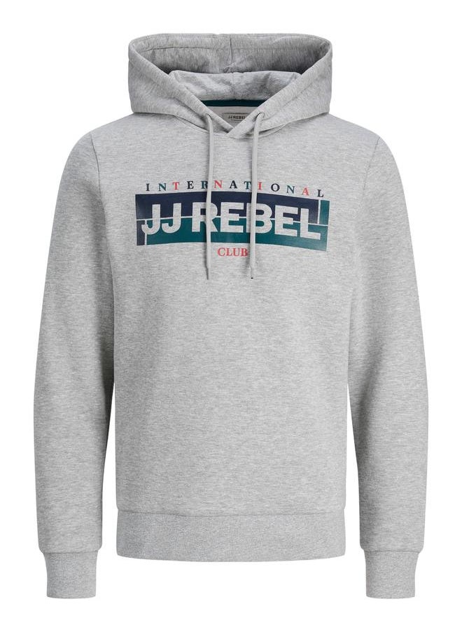 JJ Rebel by Jack & Jones Logo Box Print Rib Cuffed Hoodie  - Image 1