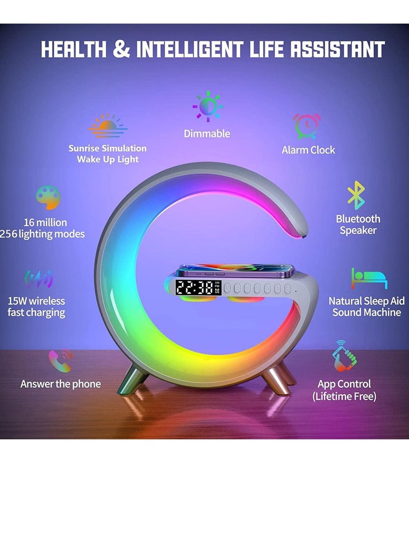 GENNEXT Smart Atmosphere Lamp Bluetooth Speaker Wireless Charger Alarm Clock - Image 2