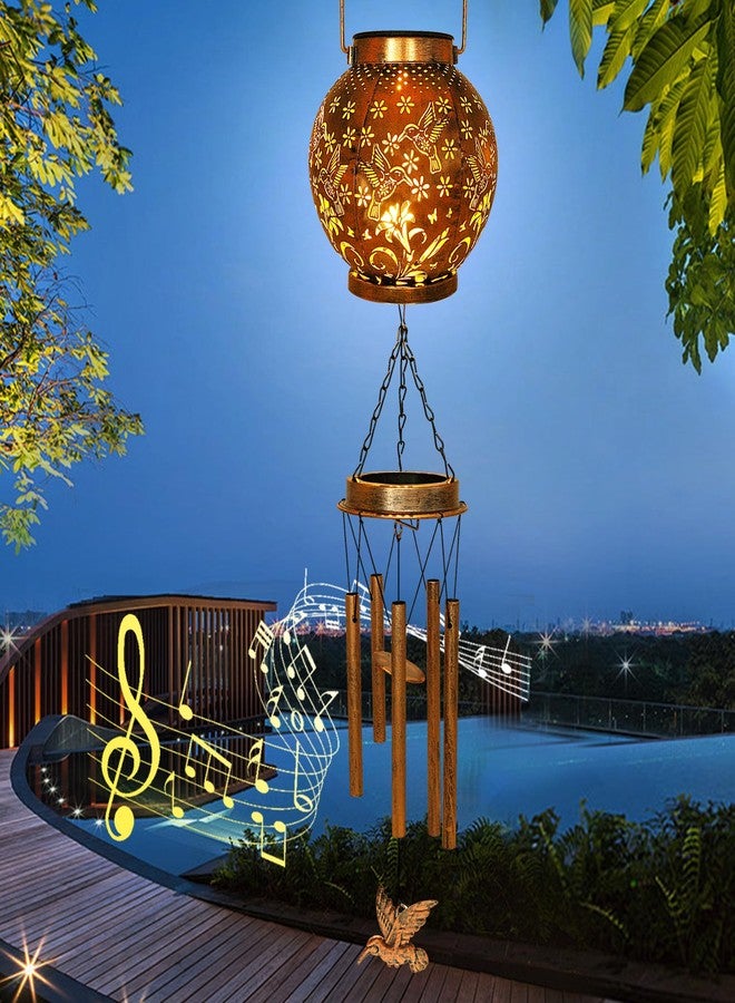 YJFWAL Hummingbird Wind Chimes for Outside，30" Metal Hanging Solar Lantern Wind Chimes Outdoor Gifts for Mom Woman Father, Garden Decor Windchimes Memorial Outdoor Wind Chimes for Patio Porch Yard - Image 5