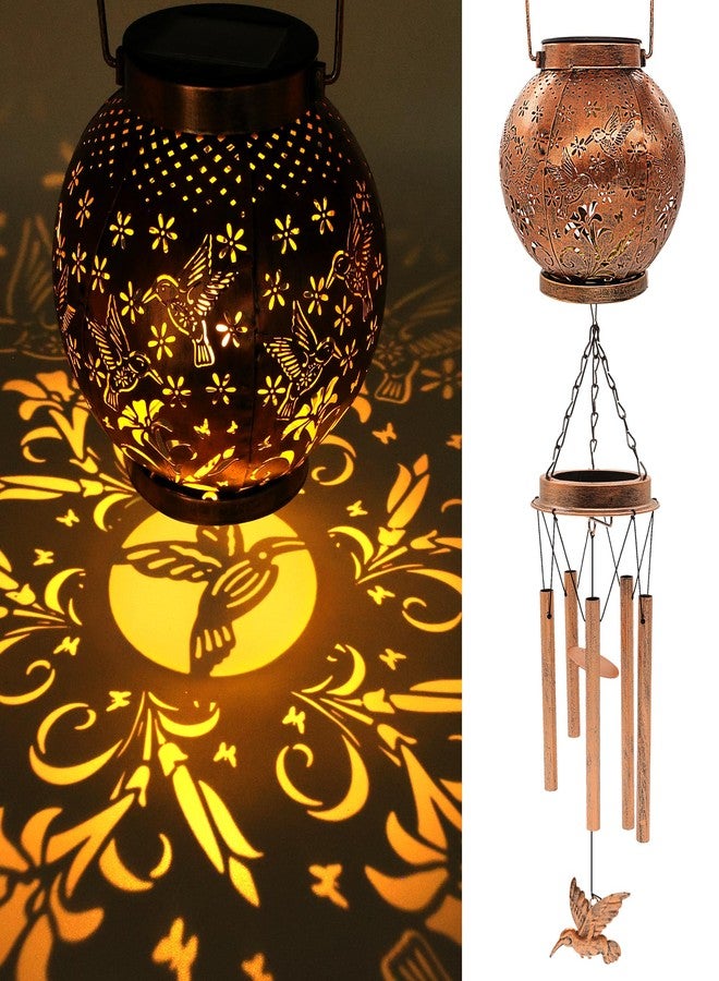 YJFWAL Hummingbird Wind Chimes for Outside，30" Metal Hanging Solar Lantern Wind Chimes Outdoor Gifts for Mom Woman Father, Garden Decor Windchimes Memorial Outdoor Wind Chimes for Patio Porch Yard - Image 1