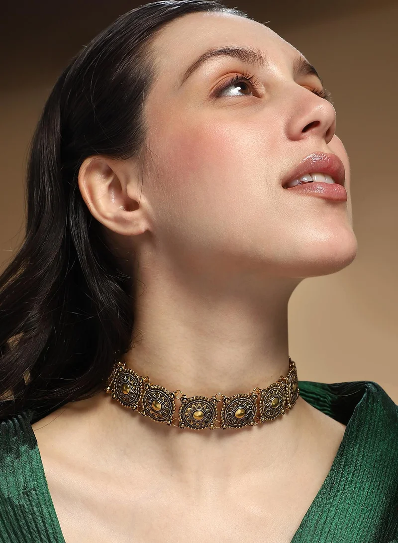 SOHI SOHI Women The Tribal-Sol Choker Necklace | Antique  Colour | One-Size | Metallic Alloy Material | Lobster Clasp Closure | Necklace For Casual & Evening Wear