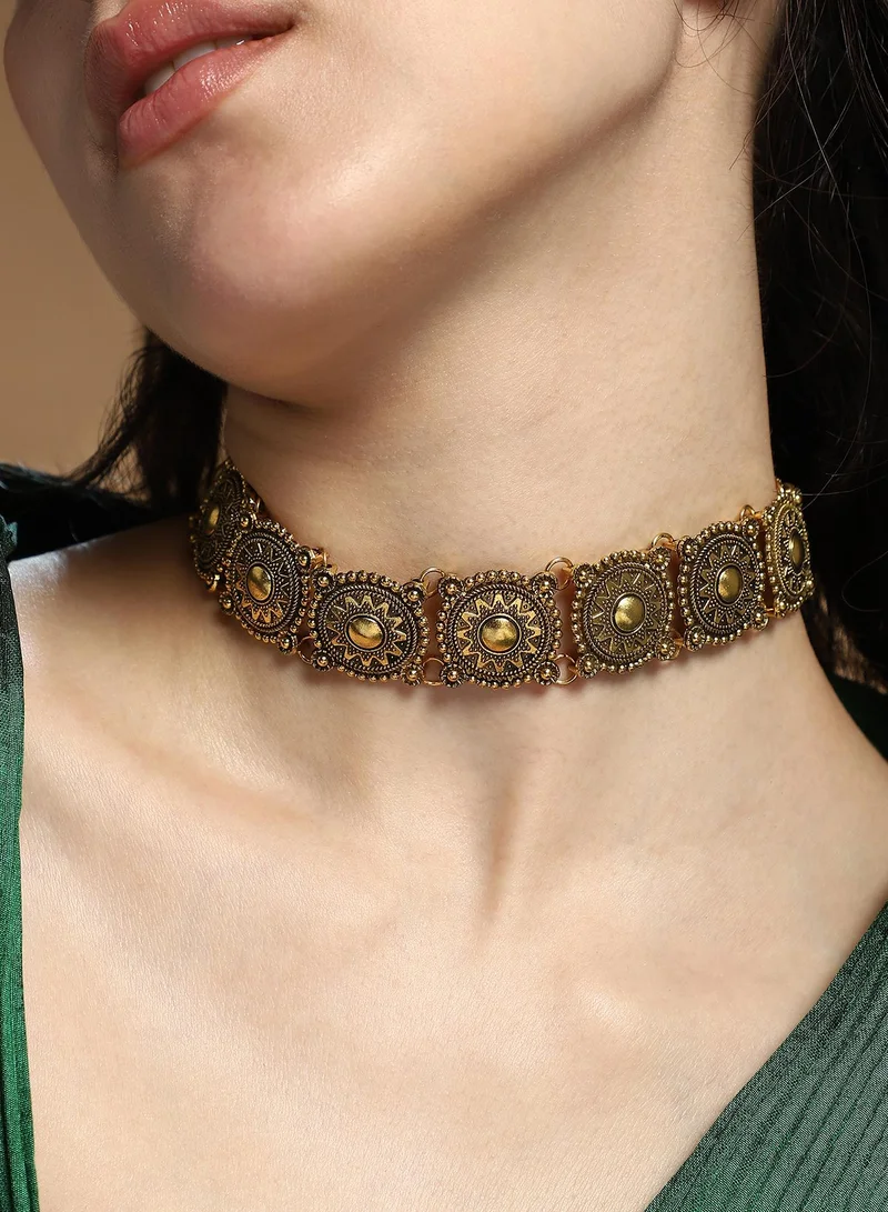 SOHI SOHI Women The Tribal-Sol Choker Necklace | Antique  Colour | One-Size | Metallic Alloy Material | Lobster Clasp Closure | Necklace For Casual & Evening Wear