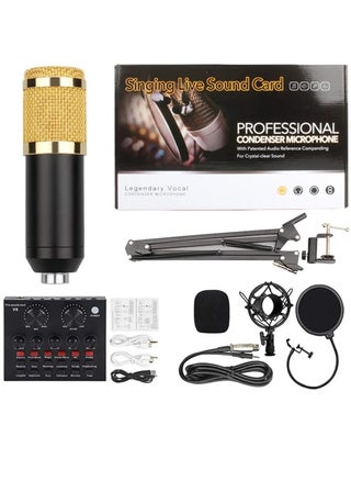Condenser Microphone Bundle with BM-800 Live Sound Card Built-In Dual DSP Noise Reduction Chip Adjustable Mic Suspension Scissor Arm for Studio Recording and Live Broadcasting - pzsku/Z896E6A2B60E9F0718652Z/45/_/1736081153/8e5dcec9-97c7-41b0-bd85-710c66cbf520