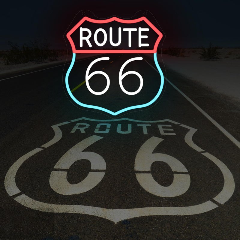 CoolGift Mart Route 66 Neon Sign, LED Light Room Decor USB Powered, for Bedroom Living Room Gaming Room Man Cave Home Party Birthday Gift for Family Friends Kids - Image 3