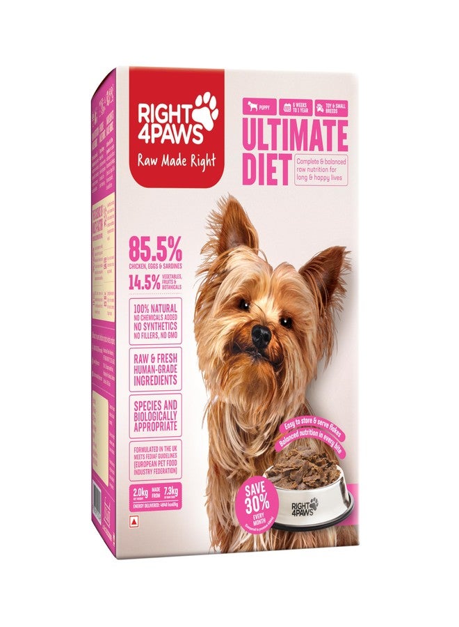 RIGHT4PAWS Dry Dog Food for Complete Nutrition Diet for Toy & Small Puppy Breeds, High-Protein Growth Formula with Vitamins, Minerals, Immune Support & Healthy Digestion, Ideal Daily Meal for Puppies (2kg) - Image 1