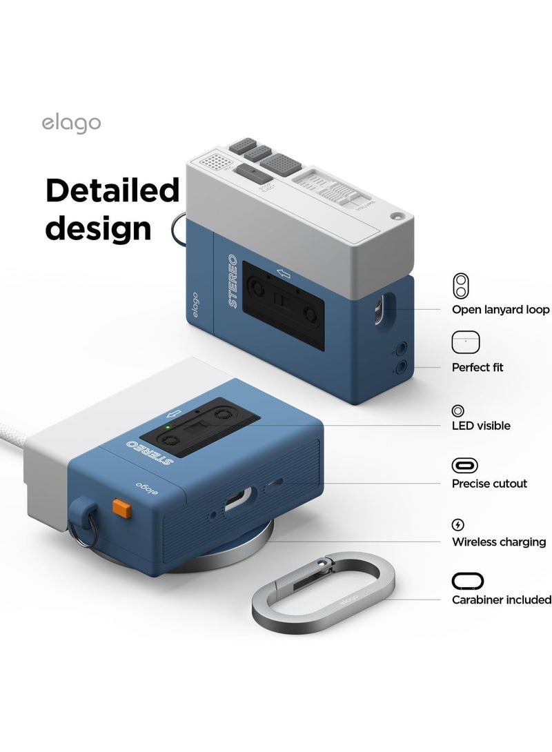 Elago Cassette Player Hang Case Compatible with AirPods Pro 3 (2025) 3rd Generation Cover Supports Wireless Charging, Shock Resistant, Full Protection - Blue - Image 5
