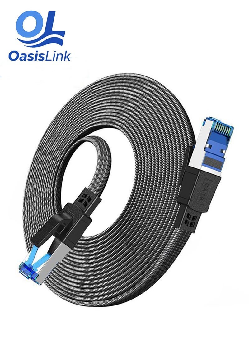 أواسيس لينك كابل إيثرنت بطول 1 متر من الفئة 8، كابل شبكة جيجابت عالي السرعة 40 جيجابت في الثانية، 2000 ميجاهرتز، كابل إنترنت RJ45، سلك إيثرنت مضفر مزدوج الحماية، متوافق مع مفاتيح الألعاب، PS4، PS5، الكمبيوتر الشخصي، جهاز التوجيه، التلفزيون، Xbox - Image 1