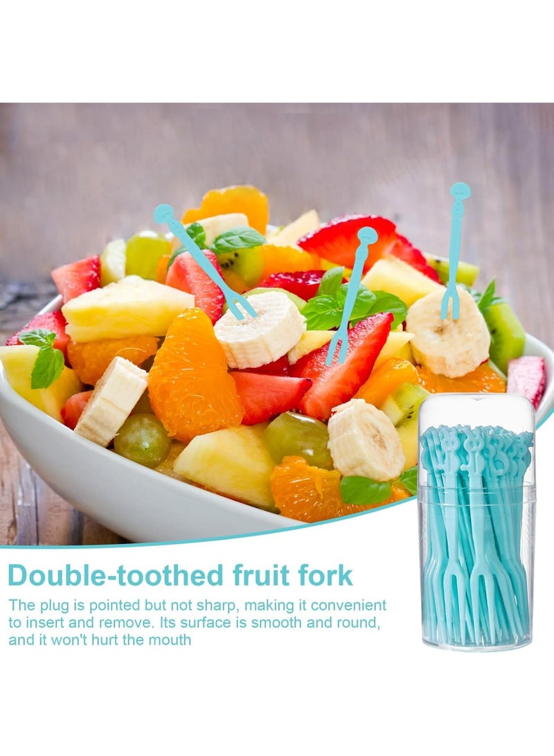 2 Pack 100PCS Plastic Cocktail Picks, Mini Appetizer Forks for Fruit and Snacks, Blue - Image 4