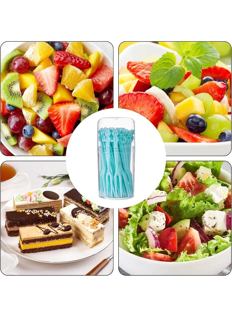 2 Pack 100PCS Plastic Cocktail Picks, Mini Appetizer Forks for Fruit and Snacks, Blue - Image 5