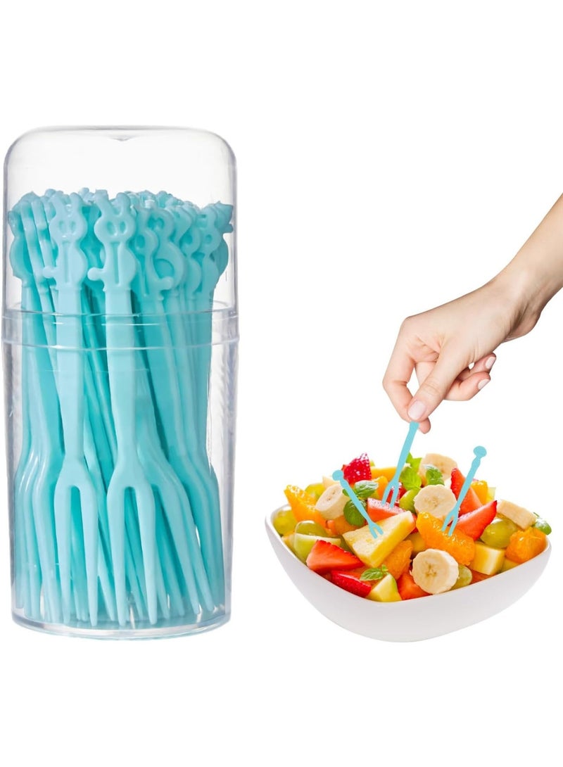2 Pack 100PCS Plastic Cocktail Picks, Mini Appetizer Forks for Fruit and Snacks, Blue - Image 1