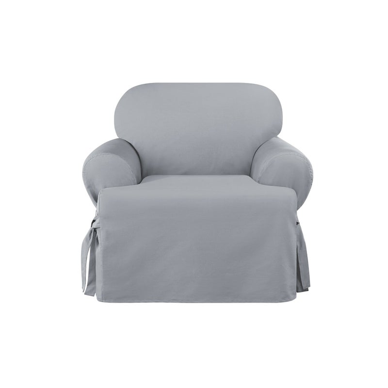SureFit Heavyweight Cotton Duck TCushion Chair Slipcovers Heavyweight Cotton Chair Cover One Piece Design Armchair Cover with Seat Elastic and Adjustable Corner Ties Pacific Blue - Image 2