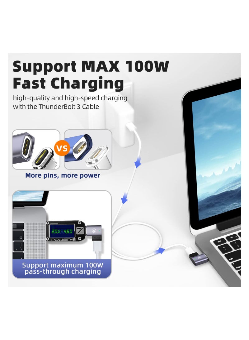 SYOSI USB C Magnetic Adapter, 2 Pack Magnetic USB C Adapter, 11Pins Right Angle USB C 90 Degree Adapter with PD 100w Charge USB2.0 480Mbps Data Transfer Compatible with MacBook Pro/Air USB-C Laptop/Devices - Image 2