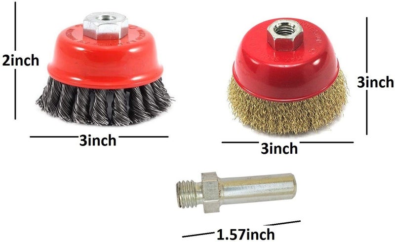 Inditrust Combo 3 inch 75mm Crimped Wire and Twisted M10 Thread Cup Brush with adaptor for 4 inch Angle Grinder - Image 2