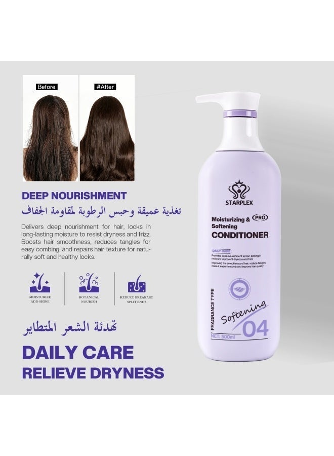 STARPLEX Moisturizing Conditioner 500ml - Pro Softening Daily Formula | Deep Nourishment & Frizz Control | Smoothing & Detangling for Easy Combing - Image 2