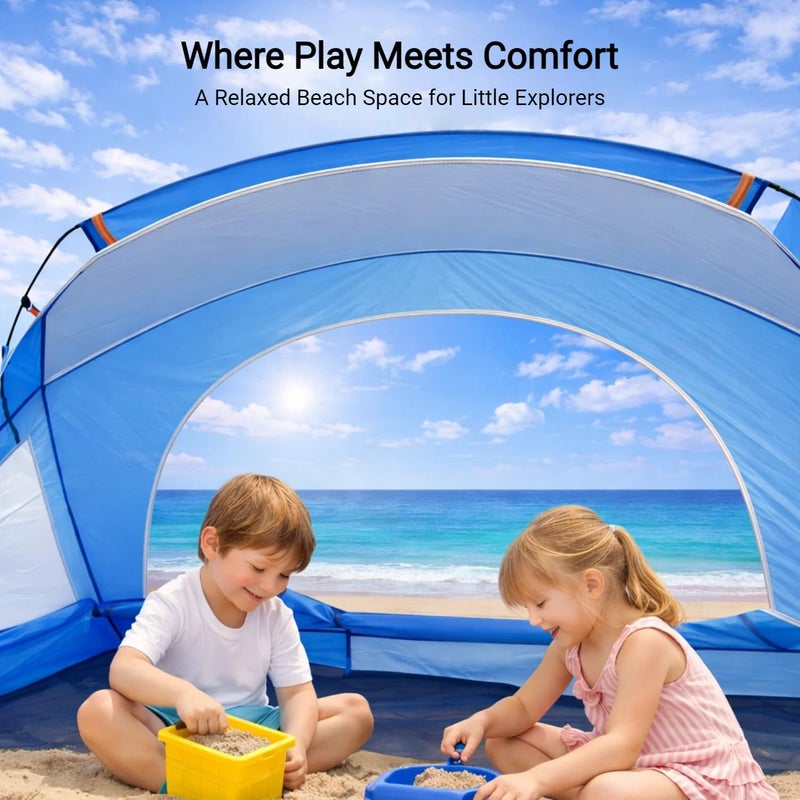 Etto Beach Tent, Portable Sun Shelter for 2/3/4/6-8 Person with UPF 50+ UV Protection, Easy Setup Waterproof Beach Shade Canopy Cabana for Family Outdoor and Picnics, Fishing with Carrying Bag - Image 3