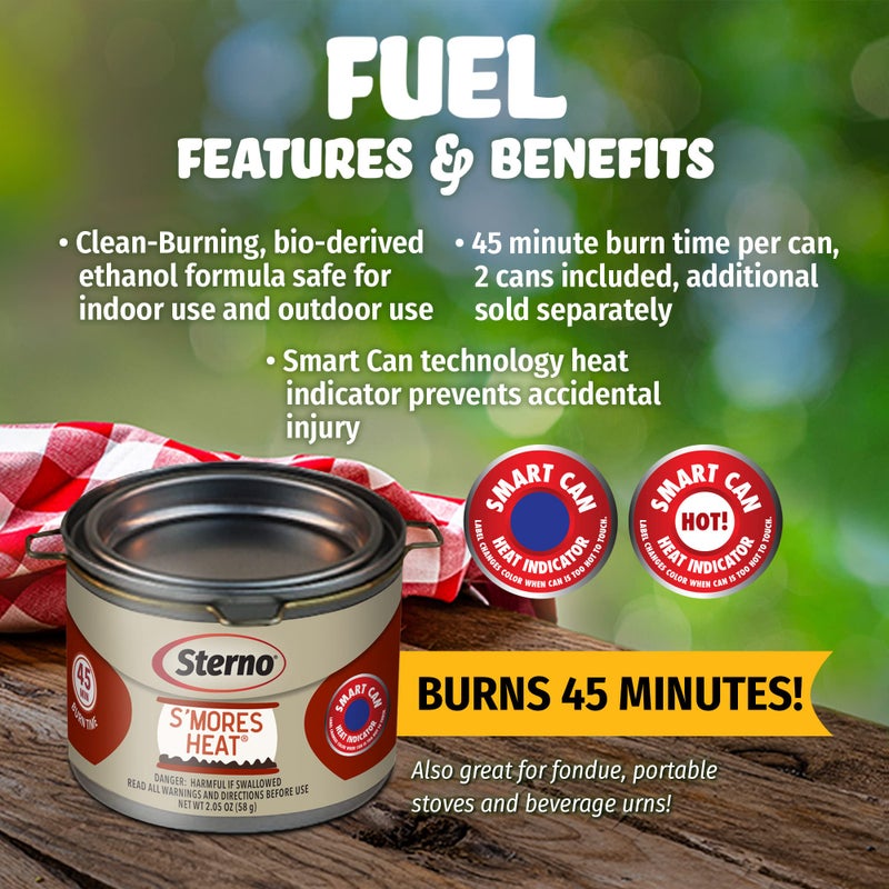 Sterno S'mores Heat Ethanol Fuel Can - Ethanol Gel Cans with 45-Minute Burn Time, Chafing Dish Fuel Cans & Gel Fuel Cans for Fire Bowl - Fuel Cans for Food Warmer, Fondue, & Buffet Kit - Pack of 2 - Image 2