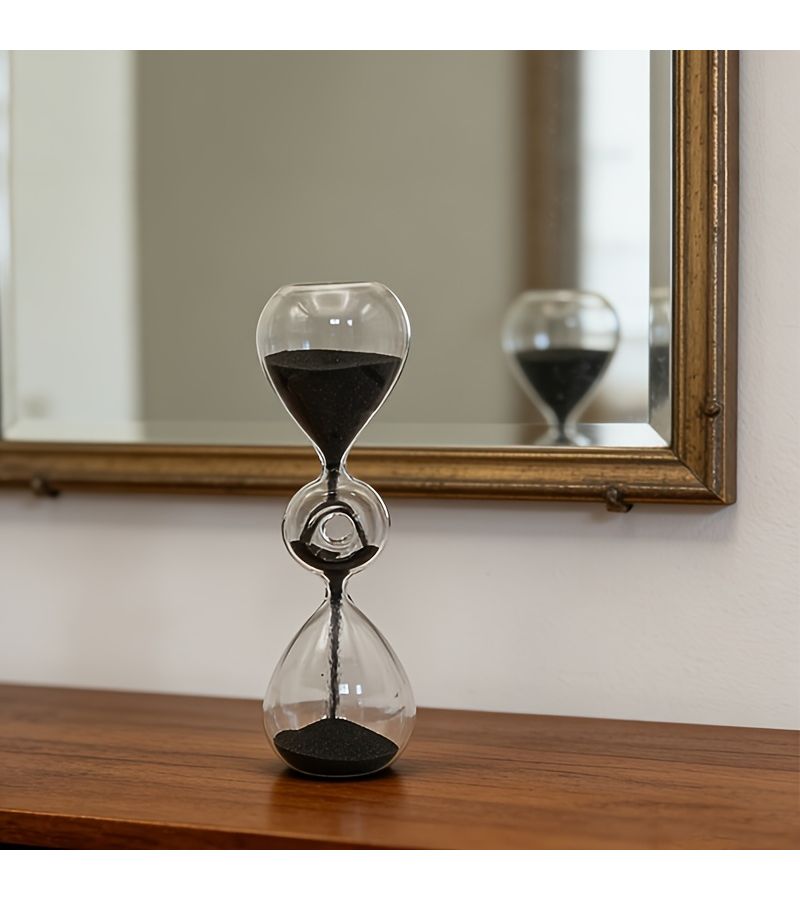 1pc Sand Timer Clock Black Sand Modern Round Desk Decorative Office Decor - Image 2