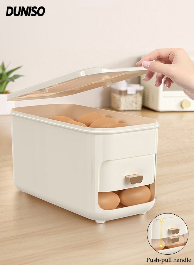 DUNISO Egg Holder Storage 2 Row Automatic Rolling Egg Container Stackable Household Egg Storage Box Shockproof and Drop-Proof Food Storage Container Plastic Egg Organizer for Kitchen Refrigerator Pantry Counter Food Preservation Meal Planning - Image 1