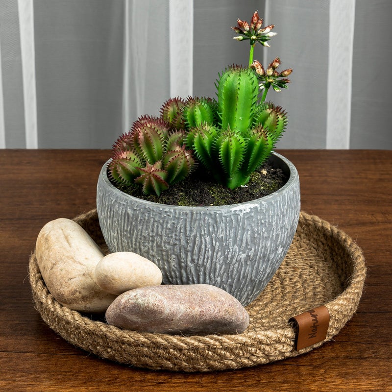 Naturalove Decorative Jute Accessory Basket Round Medium Size - Image 1