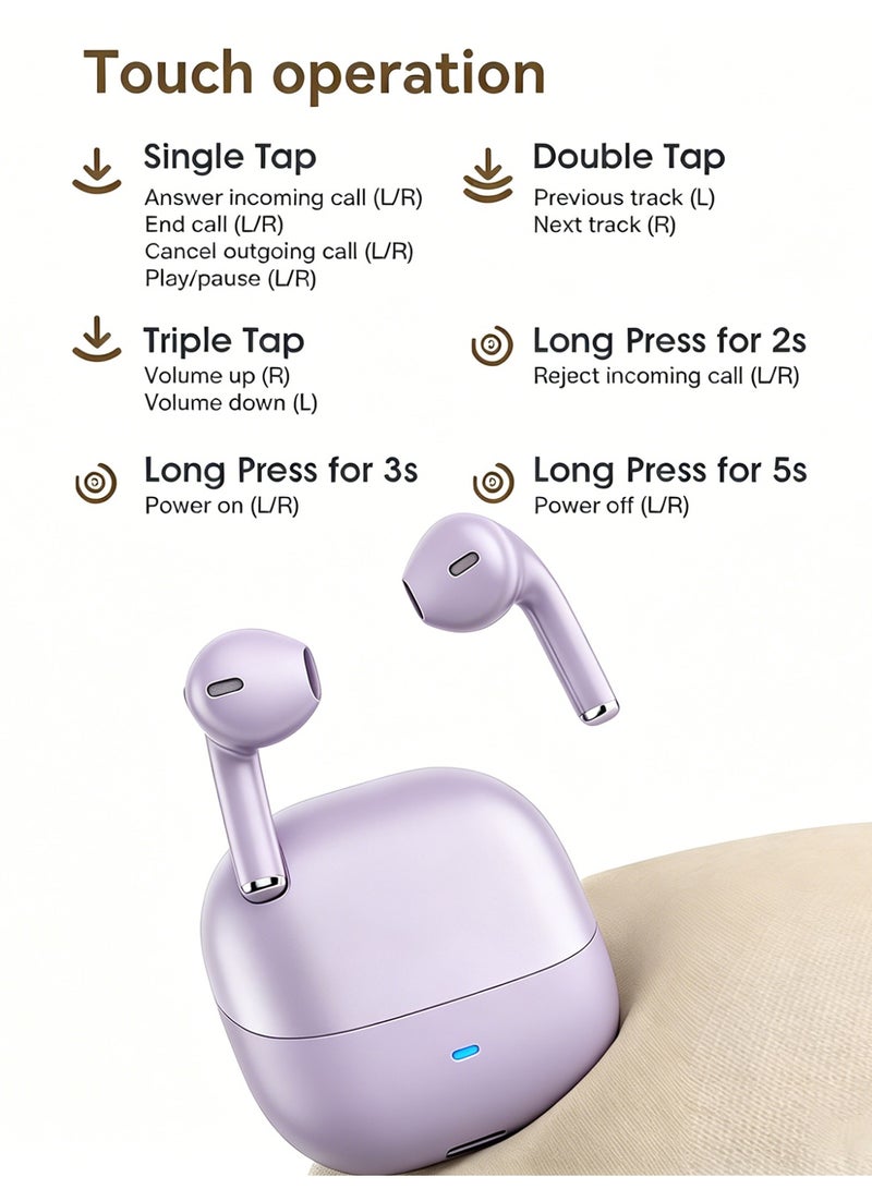 ZIPFORCE True Wireless Earbuds, Semi-In-Ear Bluetooth 6.0 Headphones, Bluetooth Earbuds with Easy Touch Control, Light-Weight Comfortable Earphones Noise Reduction Clear Call, Soft Ear Tips Ergonomic Fit for Daily Use Work Study Travel - Image 3