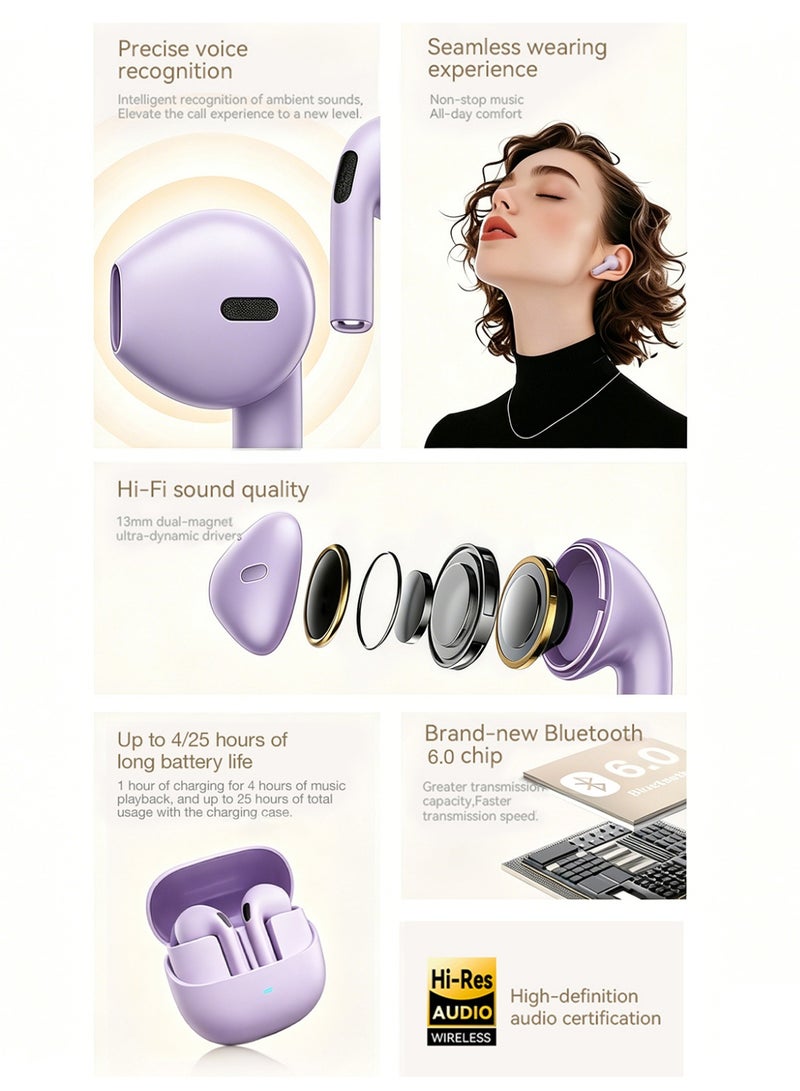 ZIPFORCE True Wireless Earbuds, Semi-In-Ear Bluetooth 6.0 Headphones, Bluetooth Earbuds with Easy Touch Control, Light-Weight Comfortable Earphones Noise Reduction Clear Call, Soft Ear Tips Ergonomic Fit for Daily Use Work Study Travel - Image 2