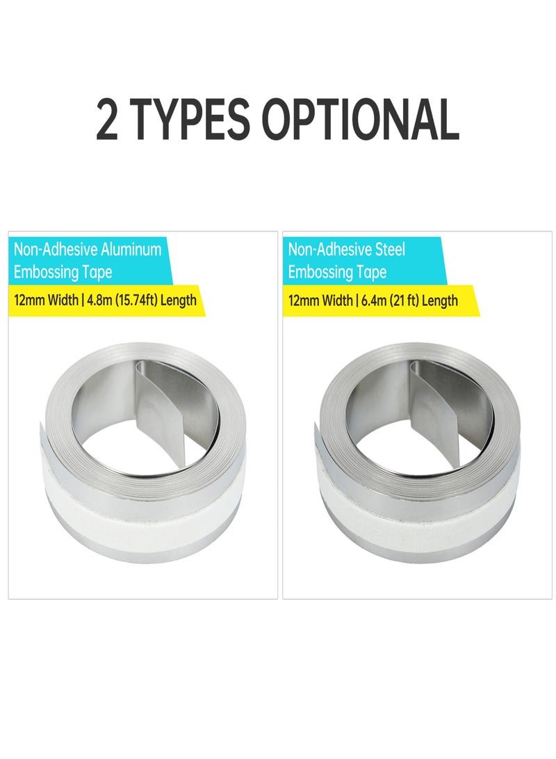 Aluminum 3D Manual Embossing Tape Non-Adhesive Metal Label Maker Refill Compatible with DYMO Label Makers M1011/M11 - 1 Roll 12mm*4.8m - Image 4