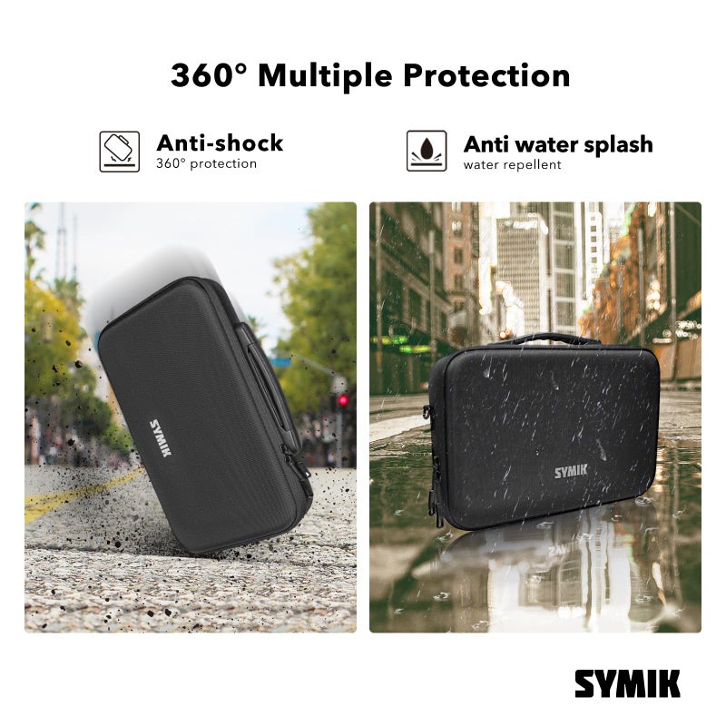 SYMIK S320-X Carrying Case for Insta360 X5 X4 Air, Anti-water Splash, Anti-shock Compact Travel Bag with Shoulder Strap, Handy Handle, Protective Storage Nylon Case for Insta 360 X5 X4 Air Accessories - Image 5