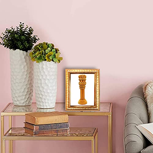 Hawai Feng Shui Vastu Remedies Wooden Framed Ashoka Stambh Pillar Photo for Home Office Business Place, Size-8.5x 6.5 inch, SFDI219GLDFRM - Image 4