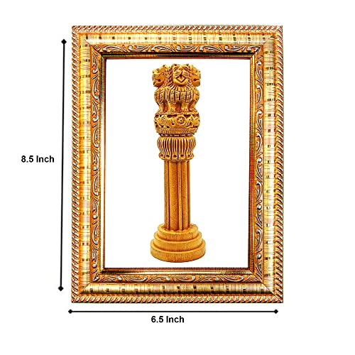 Hawai Feng Shui Vastu Remedies Wooden Framed Ashoka Stambh Pillar Photo for Home Office Business Place, Size-8.5x 6.5 inch, SFDI219GLDFRM - Image 2