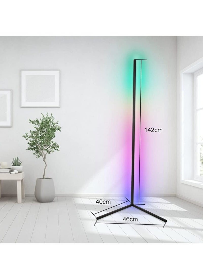 ELTRAZONE RGB Corner Floor Lamp, Color Changing Modern Lamps, 140CM Tall Standing Lamp with Remote Controller Metal Colorful Lamps for Living Room, Bed Room, Gaming Room, Black - Image 4