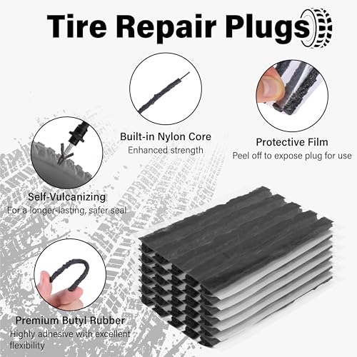 Sixzoo 30 PCS Tire Plugs Heavy Duty, 4" X 0.24" Tire Repair Plugs, Rubber Safety Seal Tires Plug, Tires Repair Strings for Tubeless Puncture Car, RV, SUV, ATV, Motorcycle, Truck,Tractor (Black) - Image 3