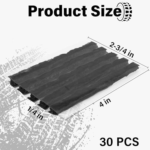 Sixzoo 30 PCS Tire Plugs Heavy Duty, 4" X 0.24" Tire Repair Plugs, Rubber Safety Seal Tires Plug, Tires Repair Strings for Tubeless Puncture Car, RV, SUV, ATV, Motorcycle, Truck,Tractor (Black) - Image 2