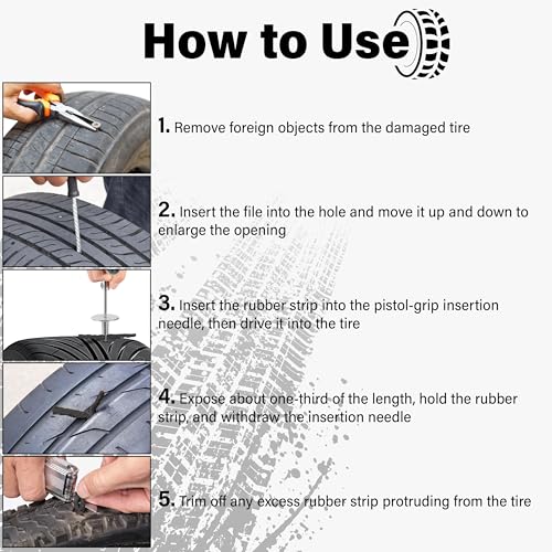 Sixzoo 30 PCS Tire Plugs Heavy Duty, 4" X 0.24" Tire Repair Plugs, Rubber Safety Seal Tires Plug, Tires Repair Strings for Tubeless Puncture Car, RV, SUV, ATV, Motorcycle, Truck,Tractor (Black) - Image 5
