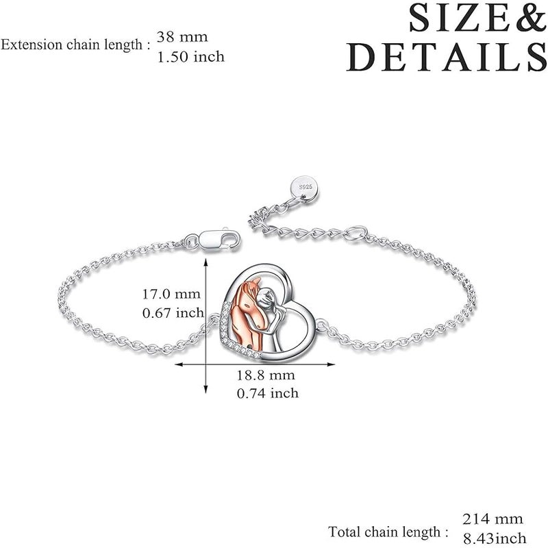 YFN Horse Jewelry Gift 925 Sterling Silver Girls Horse Adjustable Bracelet for Women Girls, Crystal, Cubic Zirconia, - Image 3